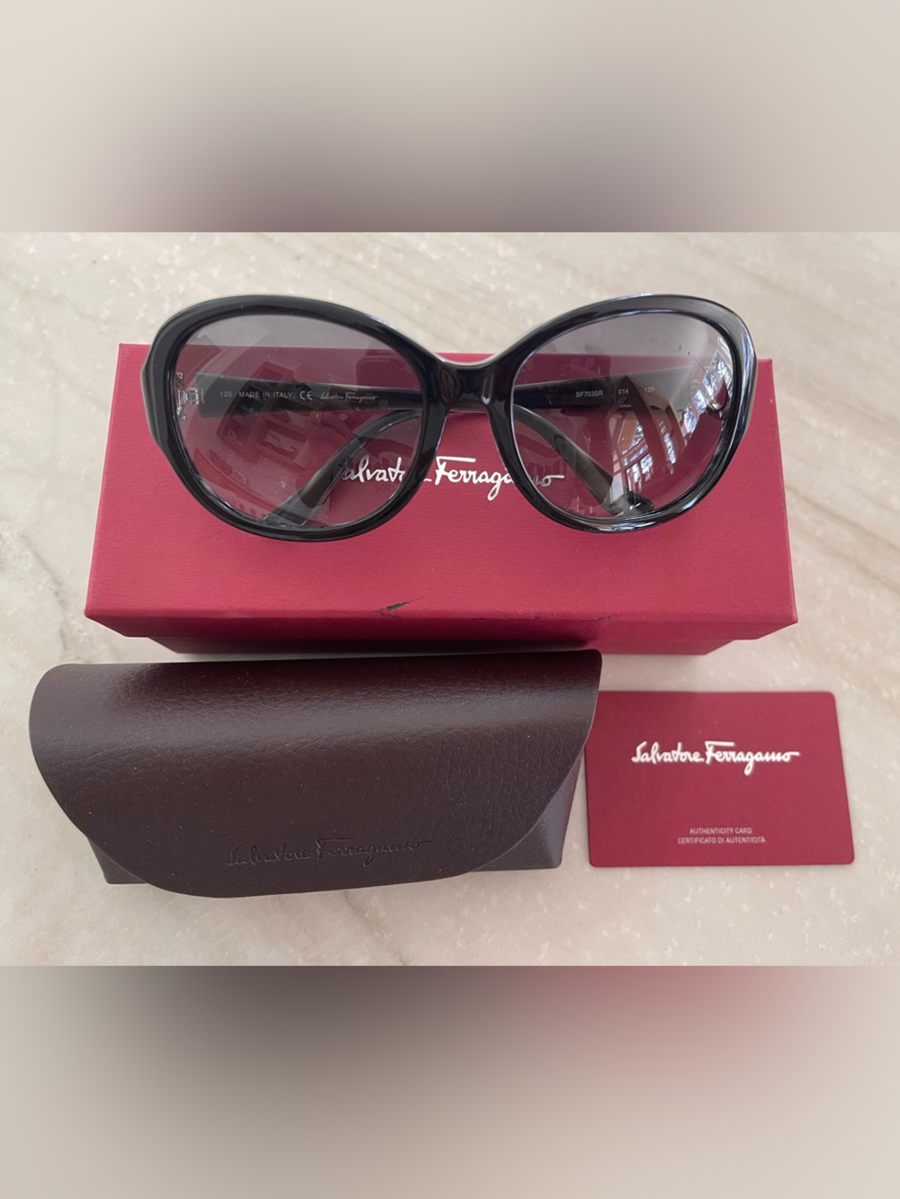 Authentic Salvatore Ferragamo Women's Black Frame Sunglasses w/ Gradient Lenses